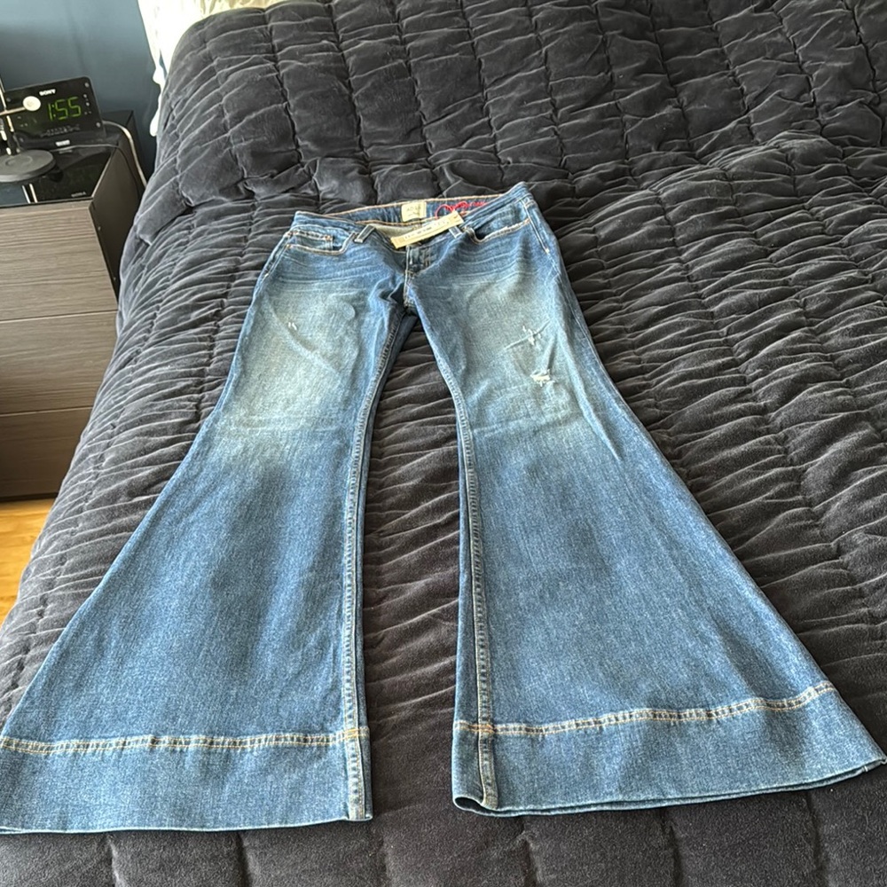Alice and Olivia Blue Flare Wide Leg Jeans
